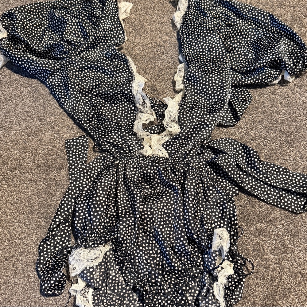 Victoria's Secret Black and White Polka Dot Bodysuit